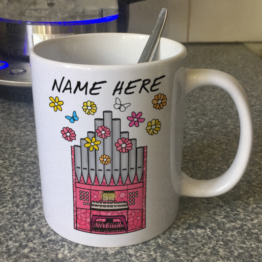 Floral Church Organ Personalised Mug - Church Organist Custom Mug - Musician Gift For Her