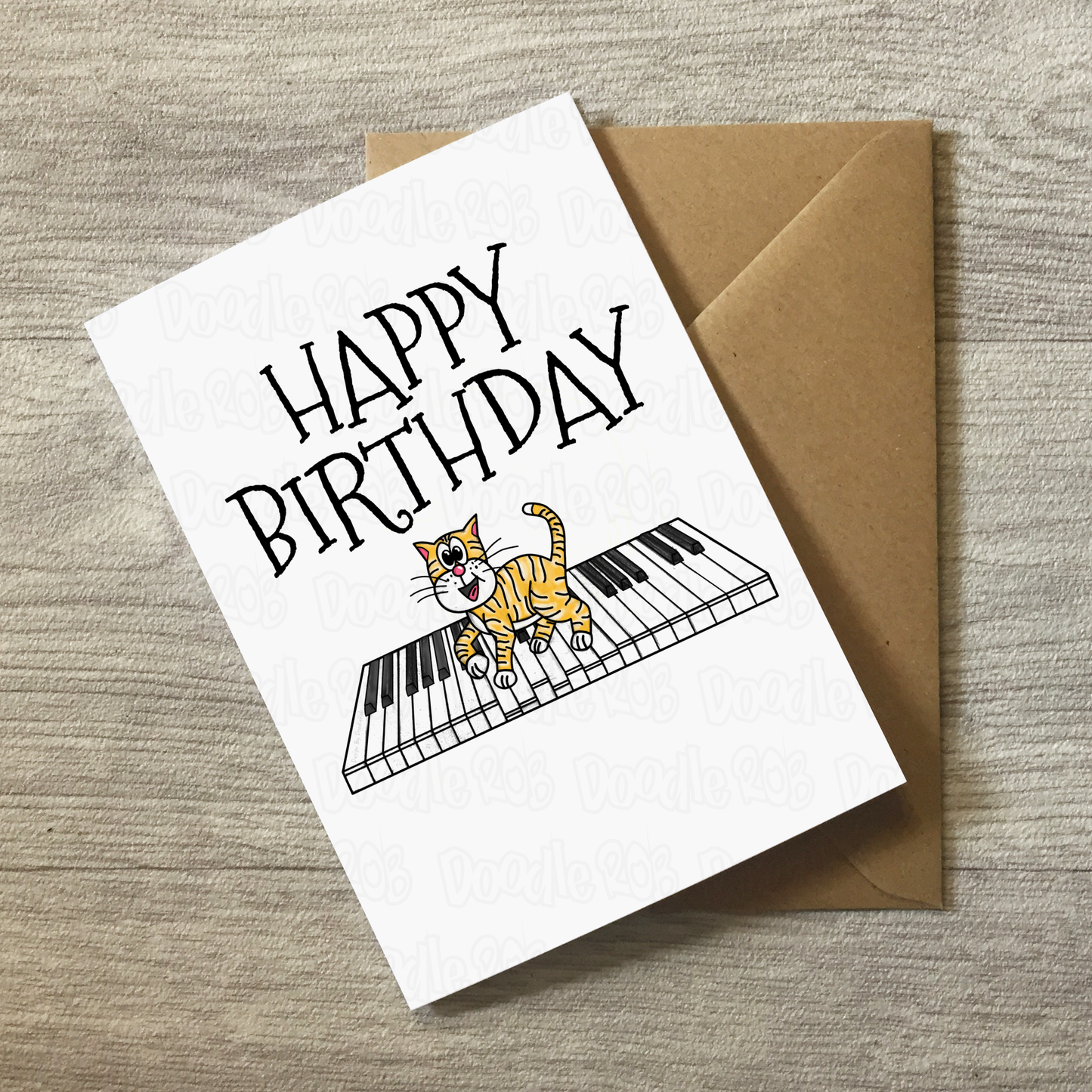 Cat Piano Birthday Card - Pianist Card - Musician Greeting Card