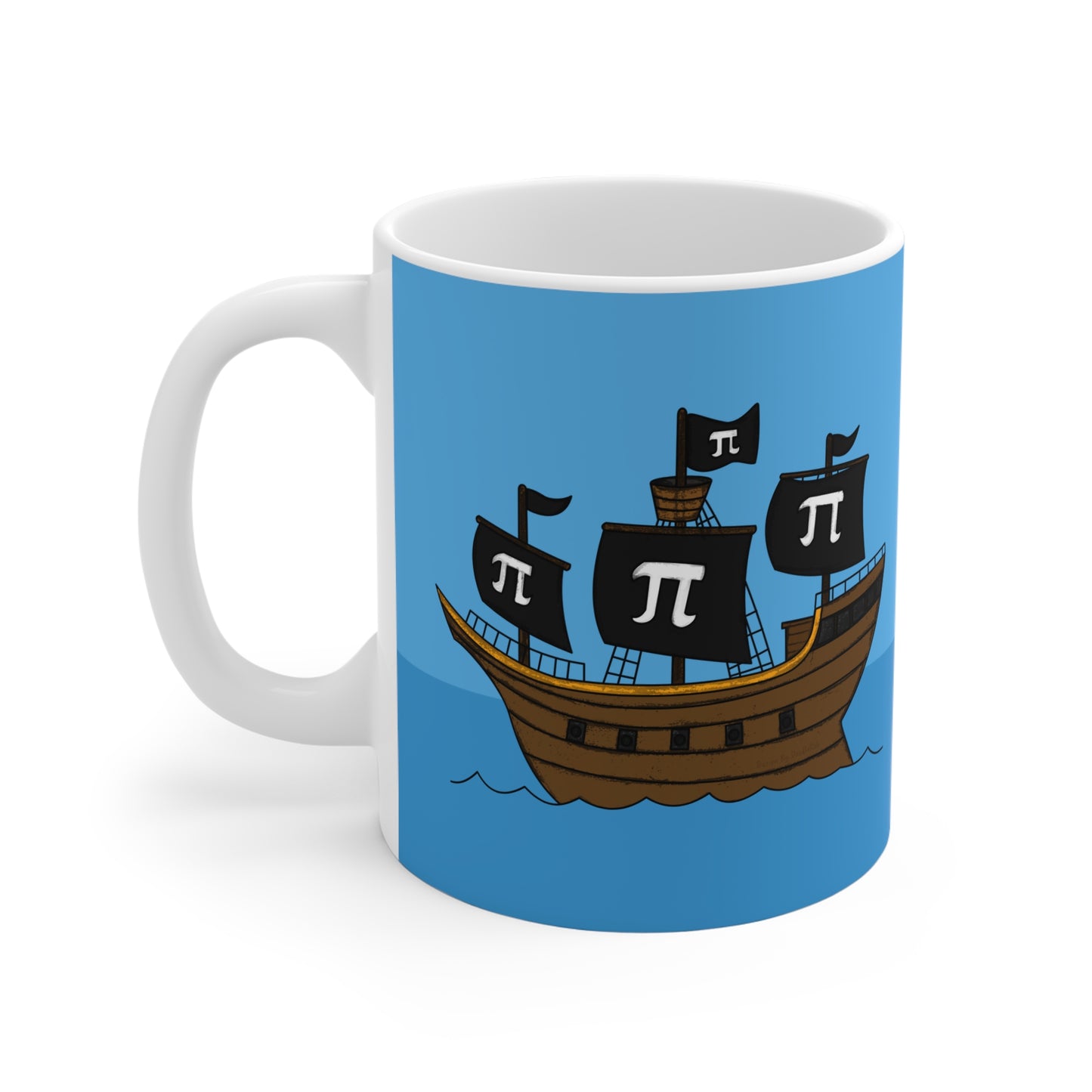 Maths Teacher Mug - Pi Day Pirate Ship - Funny Mathematician Gift