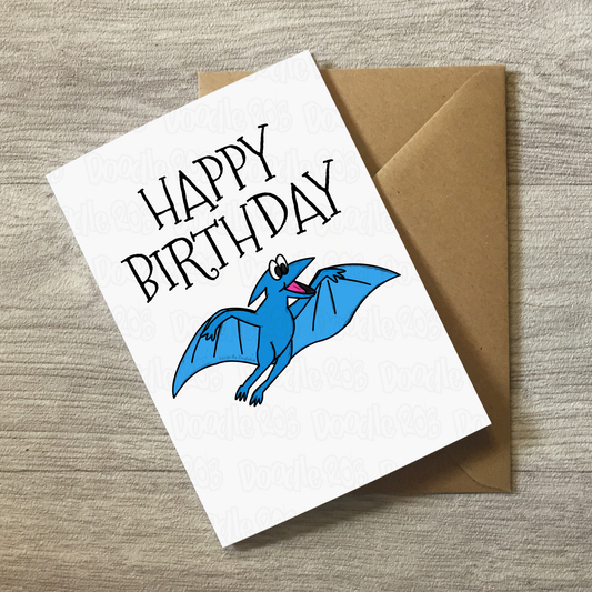 Dinosaur Birthday Card - Pterodactyl Birthday Card - Birthday Card For Boy