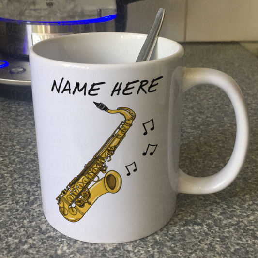 Saxophone Personalised Mug - Saxophonist Custom Gift - Saxophone Teacher Gift