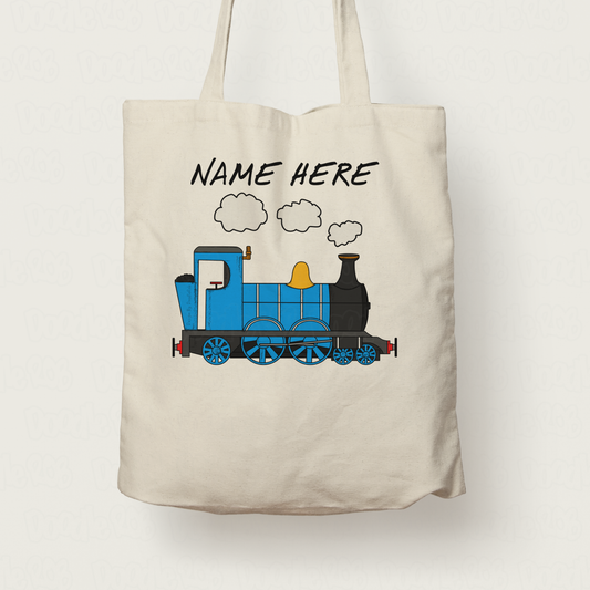 Steam Locomotive Tote Bag - Personalised Train Gift - Custom Railway Enthusiast Gift