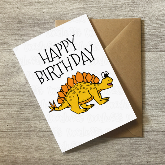 Dinosaur Birthday Card - Stegosaurus Birthday Card - Birthday Card For Boy