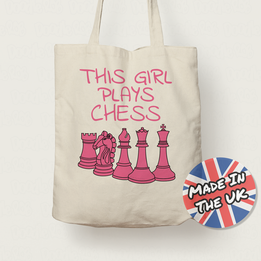 Women's Chess Tote Bag - This Girl Plays Chess - Female Chess Player Gift