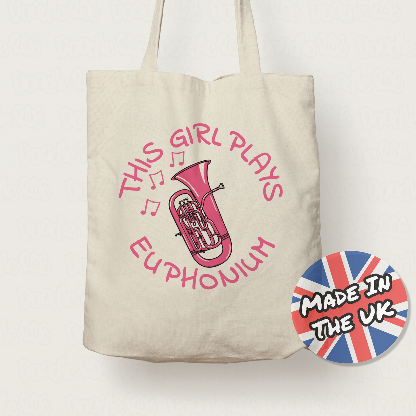 Pink Euphonium Tote Bag - This Girl Plays Euphonium - Female Brass Musician Gift