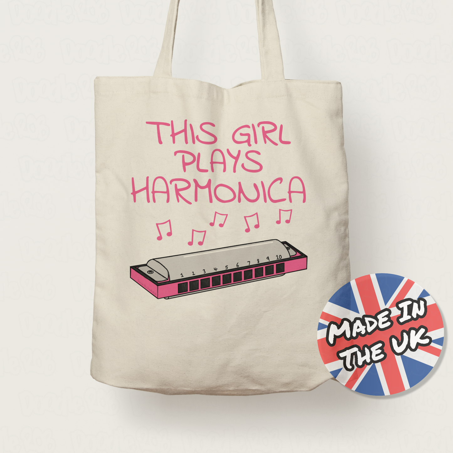 Harmonica Player Tote Bag - This Girl Plays Harmonica - Female Blues Musician Gift