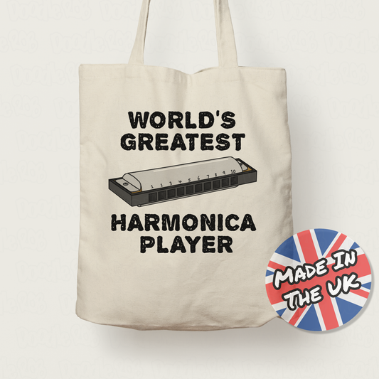 Harmonica Tote Bag - World's Greatest Harmonica Player - Blues Musician Gift