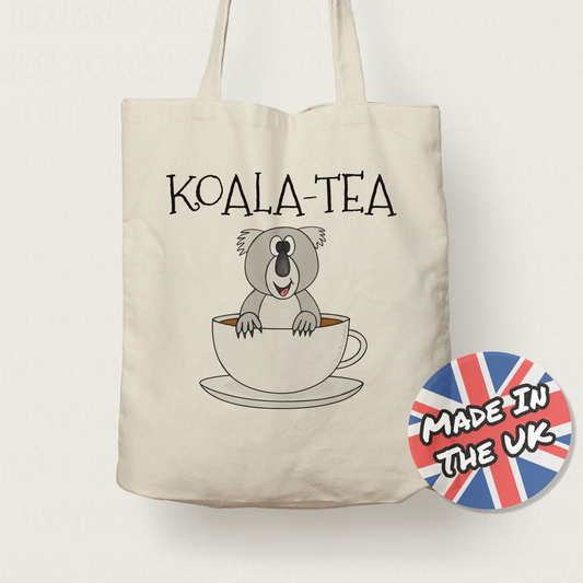 Funny Koala Tote Bag - Koala Tea - Gift For Tea Drinker - Australian Animal Lover Gift