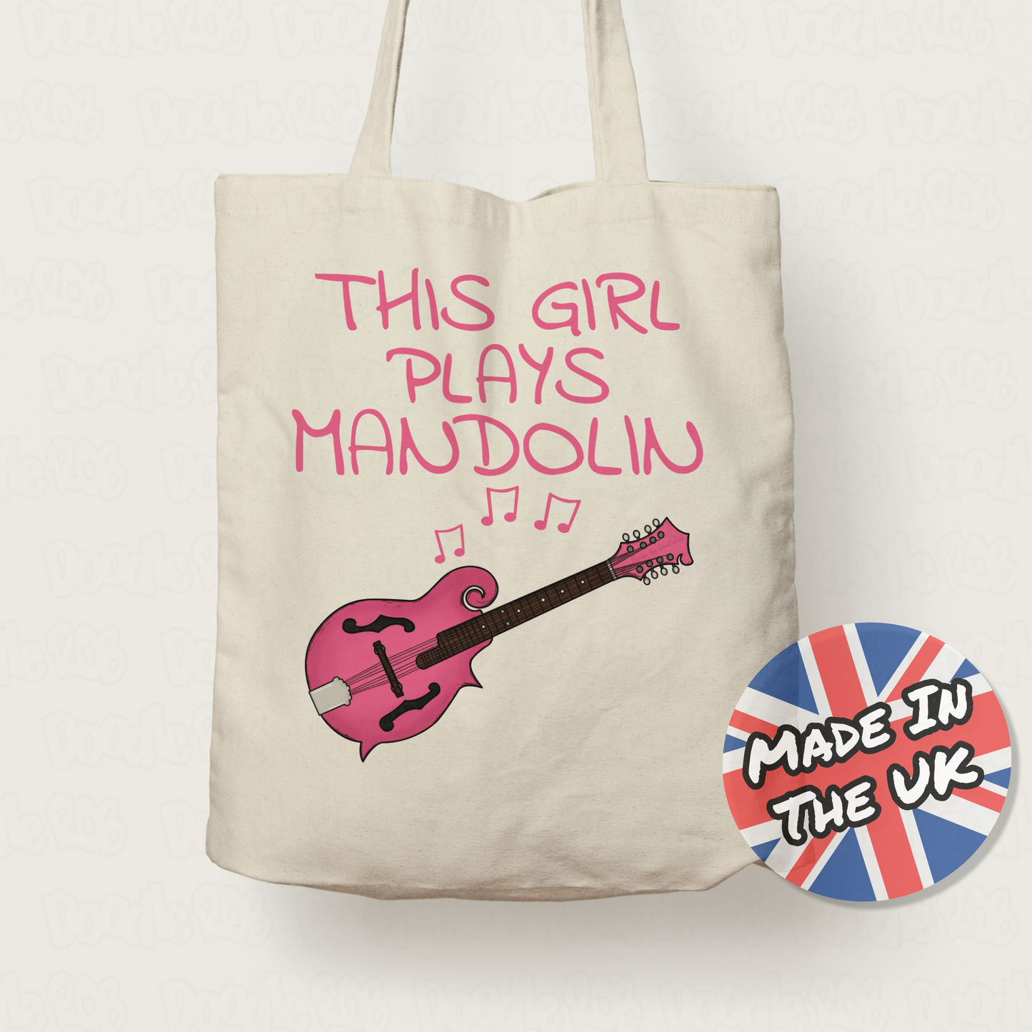 Girl's Mandolin Tote Bag - This Girl Plays Mandolin - Female Mandolinist Gift - Musician Gift For Her