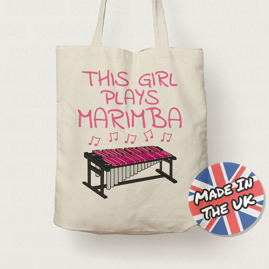 Girl's Marimba Tote Bag - This Girl Plays Marimba - Female Marimbist Gift - Percussionist Gift For Her