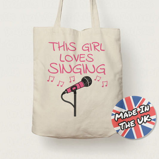 Girl Singer Tote Bag - This Girl Loves Singing - Singing Teacher Gift - Female Vocalist Tote Bag