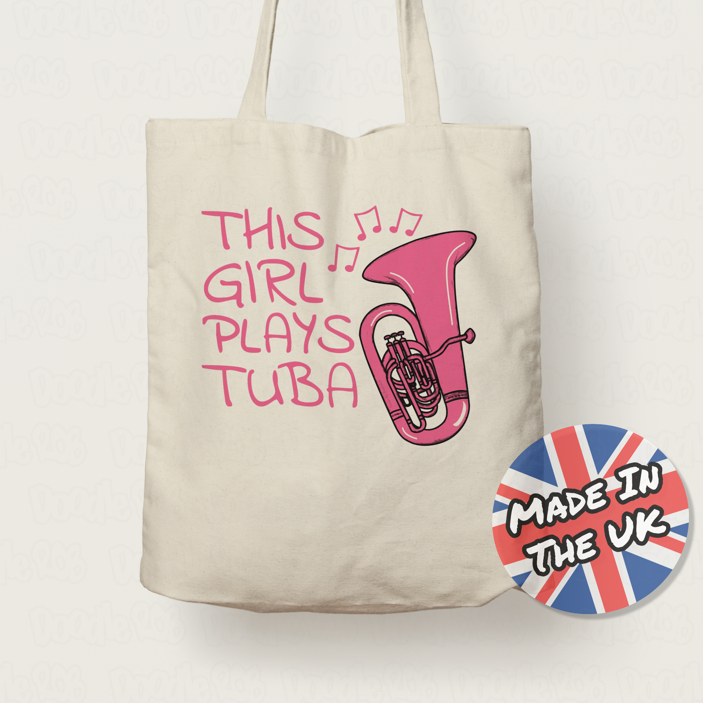 Pink Tuba Tote Bag - This Girl Plays Tuba - Female Tubaist - Brass Musician Gift For Her