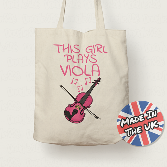 Pink Viola Tote Bag - This Girl Plays Viola - Female Violist - String Musician Gift For Her