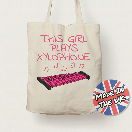 Pink Xylophone Tote Bag - This Girl Plays Xylophone - Female Xylophonist - Percussionist Gift For Her