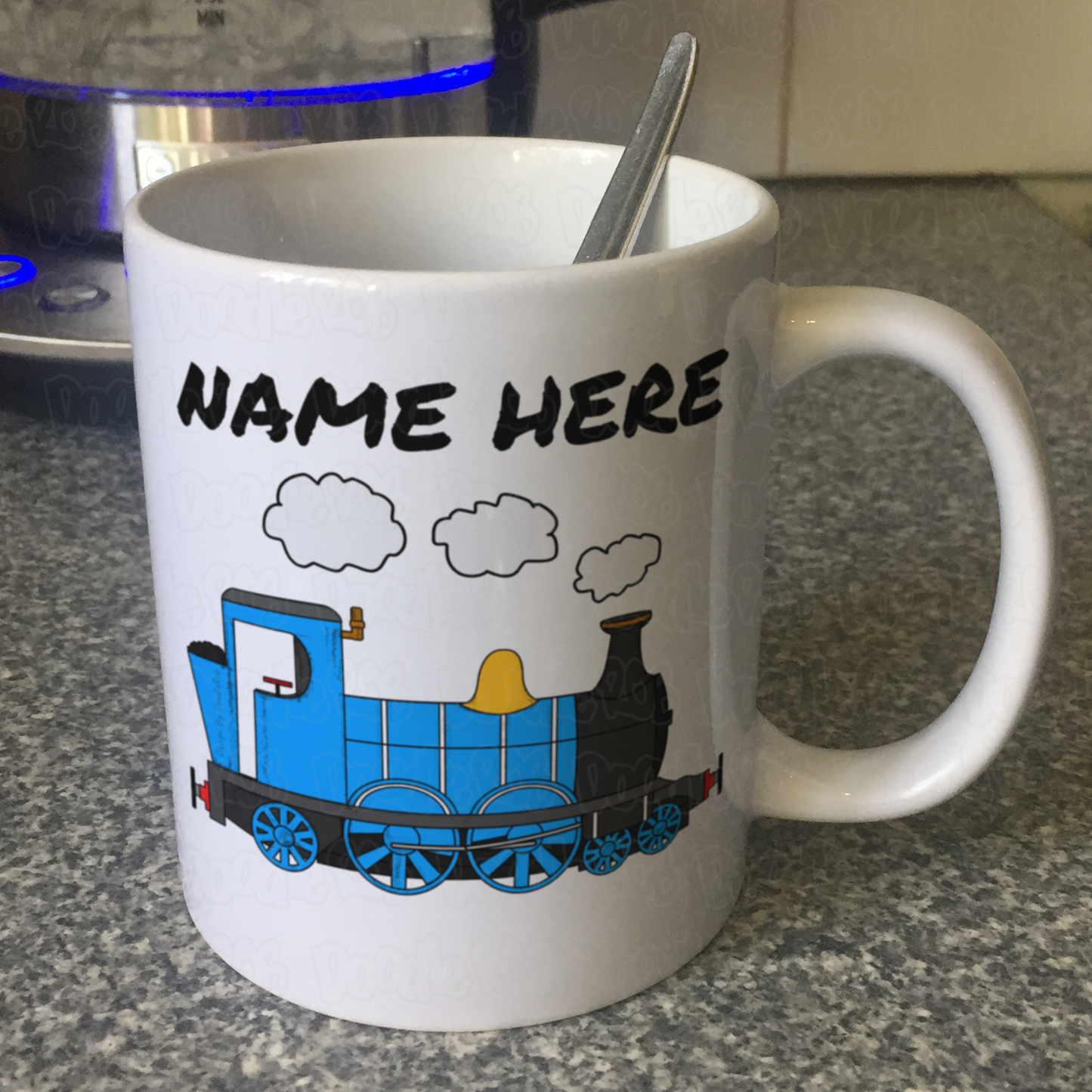 Steam Train Personalised Mug (Blue) - Custom Rail Enthusiast Mug - Train Gift For Him