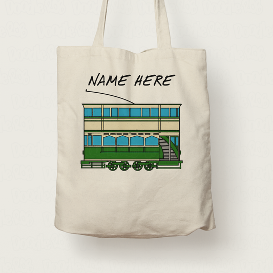 Tram Personalised Tote Bag - Custom Rail Enthusiast Gift - Vintage Tram Tote Bag