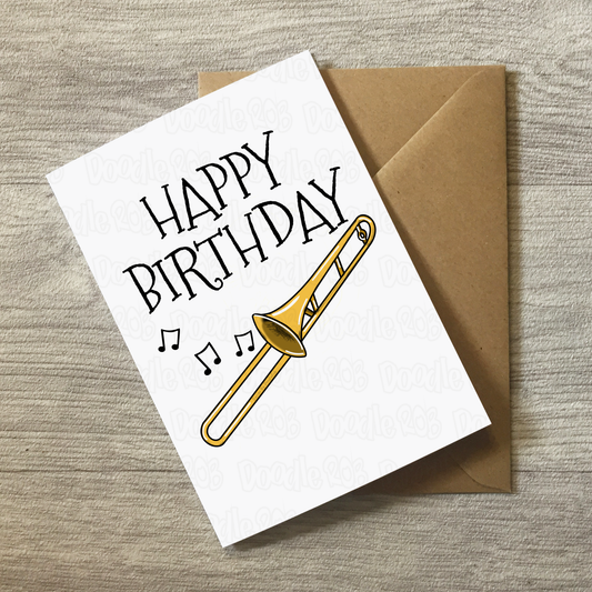 Trombone Birthday Card - Trombonist Happy Birthday