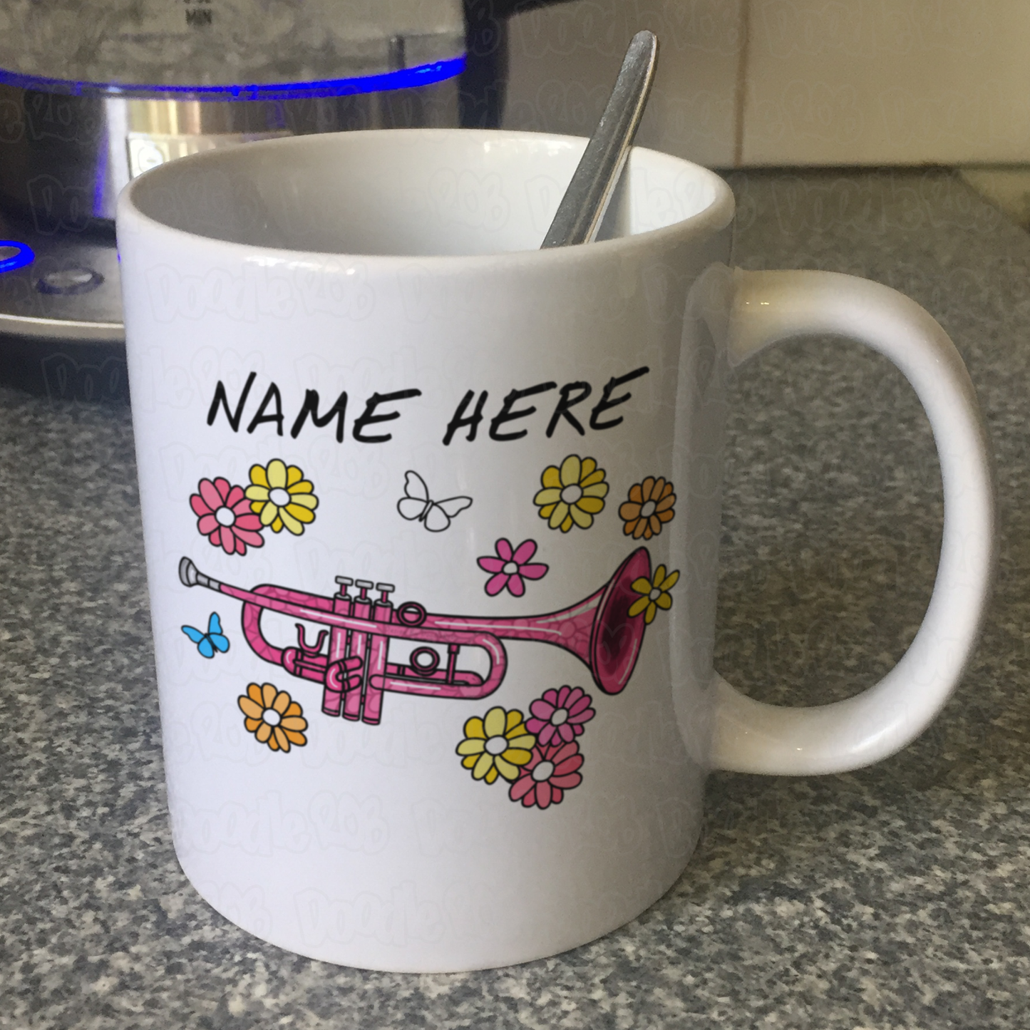 Floral Trumpet Personalised Mug - Custom Gift For Trumpeter - Brass Musician Gift For Her