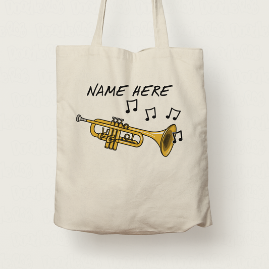 Trumpet Personalised Tote Bag - Trumpeter Custom Gift - Brass Musician Gift