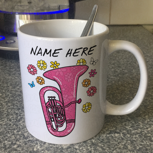 Floral Tuba Personalised Mug - Tuba Gift For Her - Female Brass Musician Gift