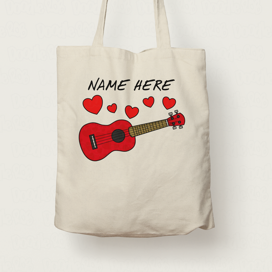 Ukulele Personalised Tote Bag - Ukulelist Valentines Gift - Custom Ukulele Gift For Her