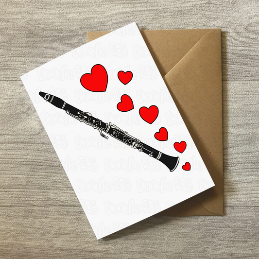 Clarinet Anniversary Card - Clarinetist Greeting Card - Wedding Musician Card