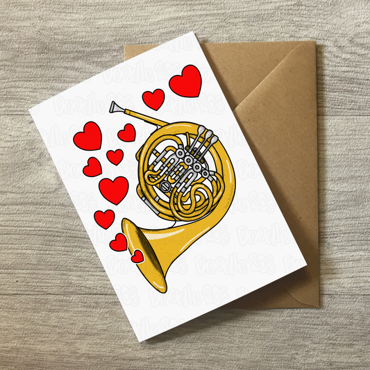 French Horn Anniversary Card - Horn Player Greeting Card - Brass Musician Card