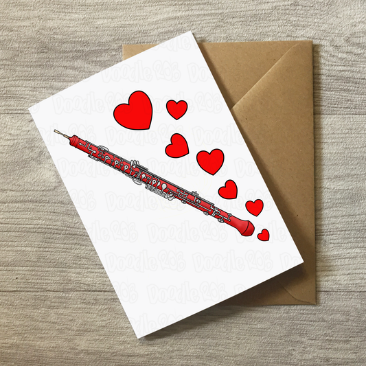 Oboe Anniversary Card - Oboist Greeting Card - Wedding Musician Card