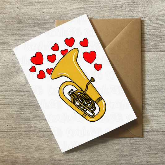 Tuba Anniversary Card - Tubaist Greeting Card - Brass Musician Card