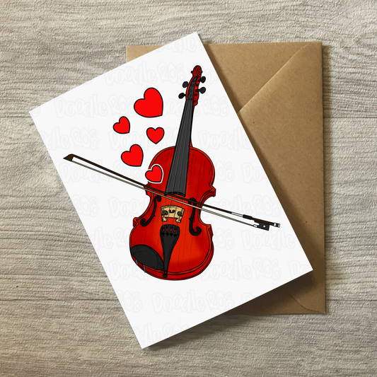 Violin Anniversary Card - Violinist Greeting Card - Wedding Musician Card