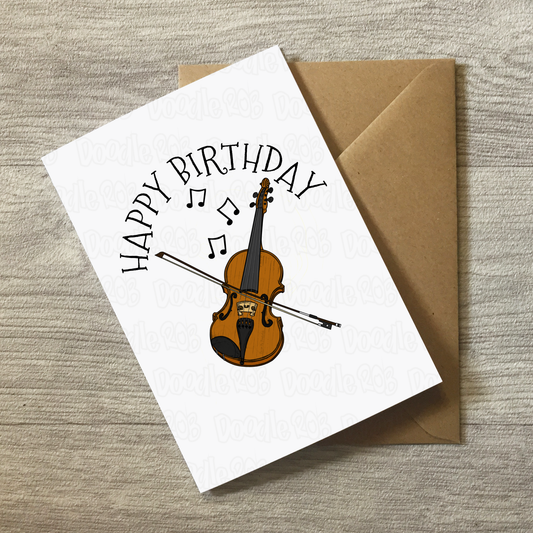 Violin Birthday Card - Violinist Happy Birthday - String Musician Greeting Card