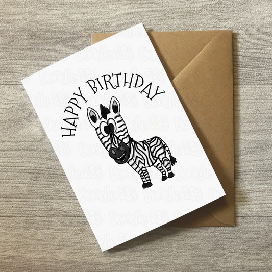 Zebra Birthday Card - Wildlife Lover Card - Animal Birthday Card For Kids