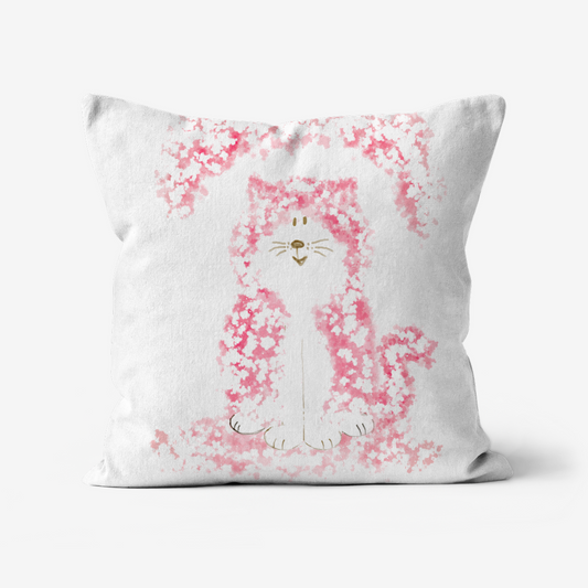 Floral Cat Cushion - Cherry Blossom Cat Pillow - Cat Home Decor